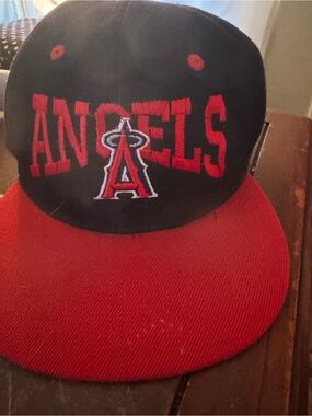 Angels Two-Tone Red and Black Flat Brim Hat